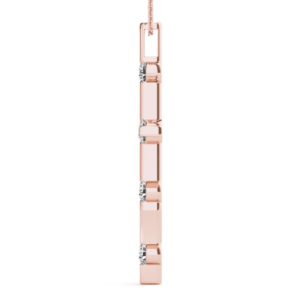 Religious Cross Pendant (1/4 ct. tw.), Side view in rose gold