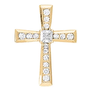 Religious Cross Pendant — White Gold