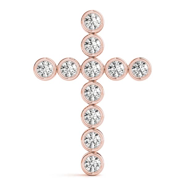 Bezel Set Religious Cross Pendants (1/3 ct. tw.), On hand view in rose gold