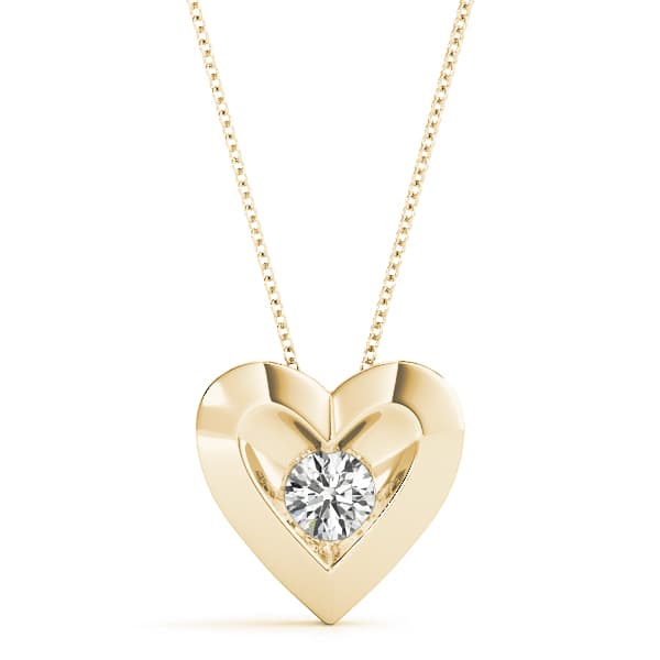 Heart Solitaire Pendants (1/2 ct. tw.), Front view in yellow gold