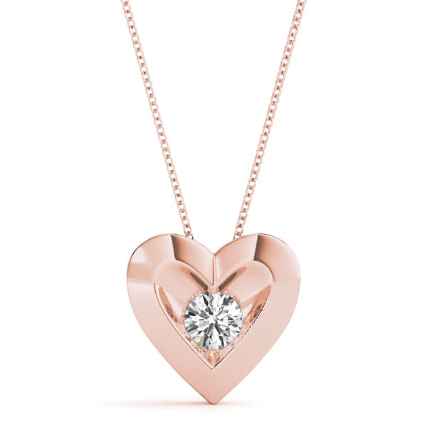 Heart Solitaire Pendants (1/2 ct. tw.), Front view in rose gold