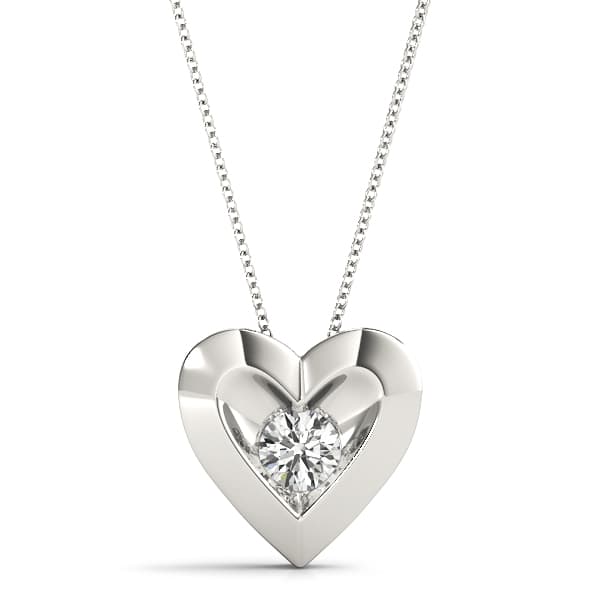Heart Shape Solitaire Pendants — 1/4 CT — View 1