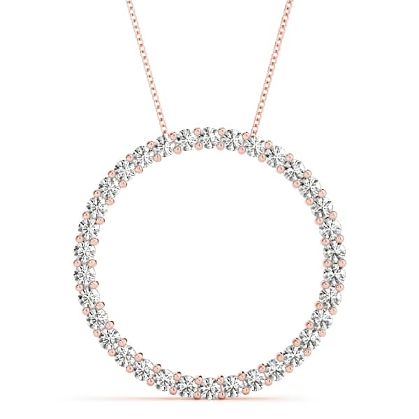 Circle Shaped Pendant (2.97 ct. tw.), Front view in rose gold