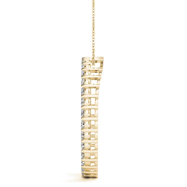 Circle Shaped Pendant (1/2 ct. tw.), Side view in yellow gold