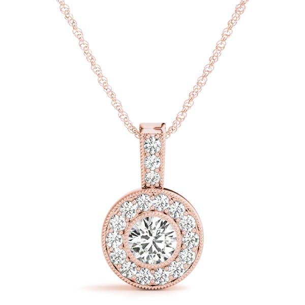 Halo Pendant (1/3 ct. tw.), Front view in rose gold