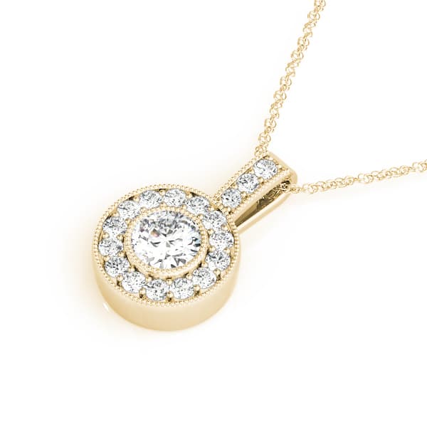 Halo Pendant (1/3 ct. tw.), Side view in yellow gold
