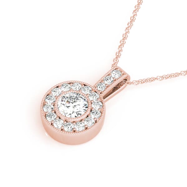 Halo Pendant (1/3 ct. tw.), Side view in rose gold