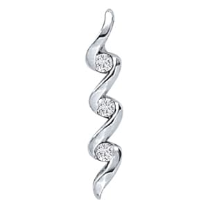 Swirling 3-Stone Pendant — White Gold