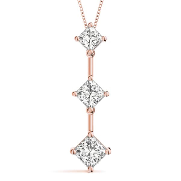 3 Stone Pendant (2/3 ct. tw.), Front view in rose gold