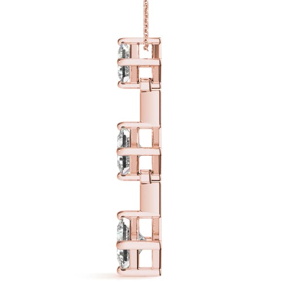 3 Stone Pendant (2/3 ct. tw.), Side view in rose gold