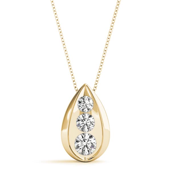 3 Stone Pendant (1 ct. tw.), Front view in yellow gold