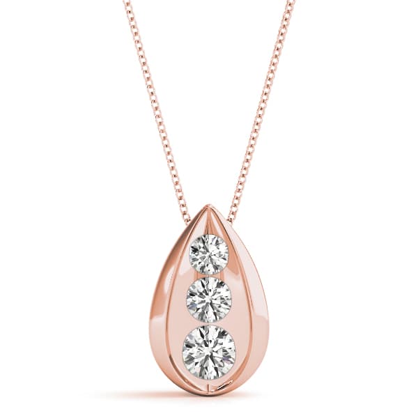 3 Stone Pendant (1/2 ct. tw.), Front view in rose gold
