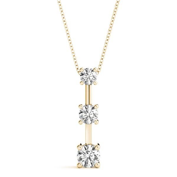 3-Stone Drop Pendants (1/4 ct. tw.), Front view in yellow gold