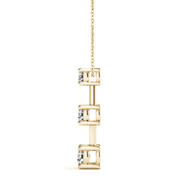 3-Stone Drop Pendants (1/4 ct. tw.), Side view in yellow gold