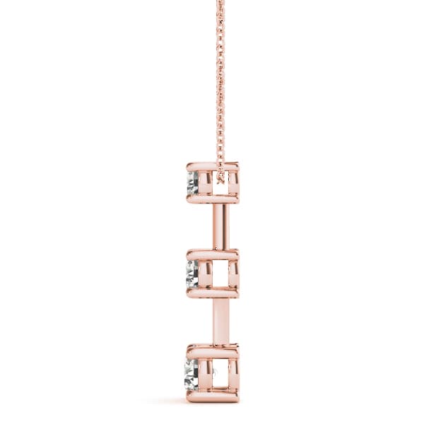 3-Stone Drop Pendants (1/2 ct. tw.), Side view in rose gold