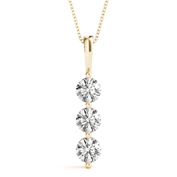 3-Stone Drop Pendant (0.99 ct. tw.), Front view in yellow gold