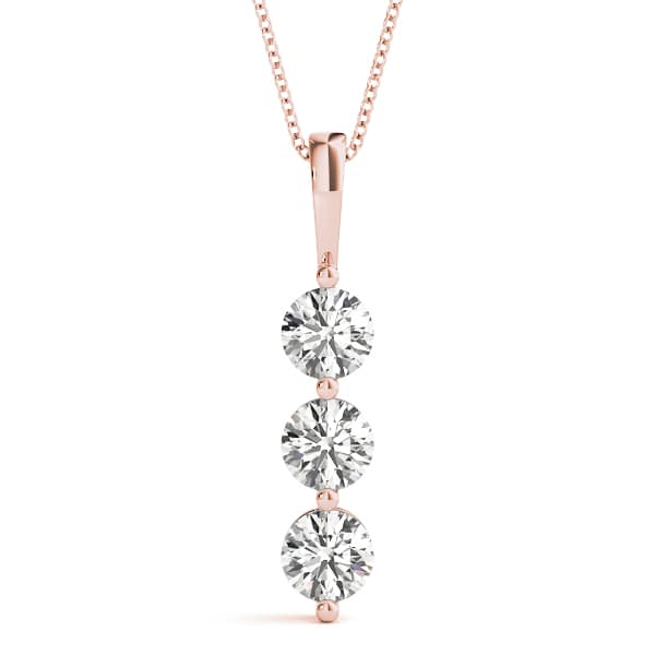 3-Stone Drop Pendant (0.48 ct. tw.), Front view in rose gold
