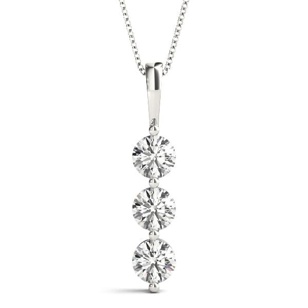 3-Stone Drop Pendant — 1 CT — View 1