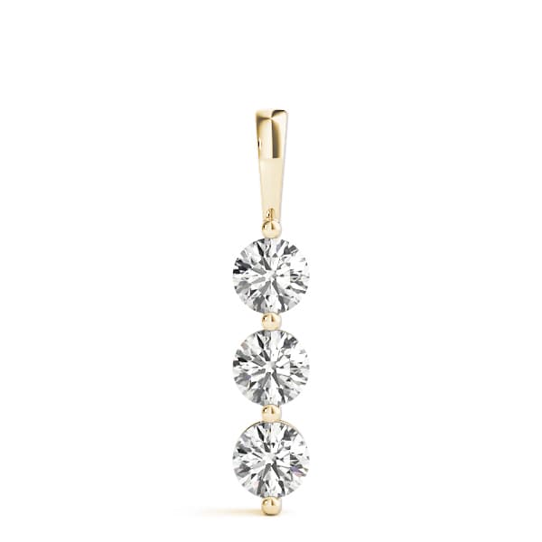 3-Stone Drop Pendant (0.99 ct. tw.), On hand view in yellow gold