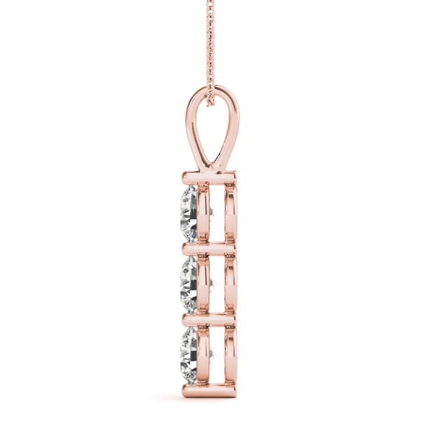 3-Stone Drop Pendant (0.48 ct. tw.), Side view in rose gold
