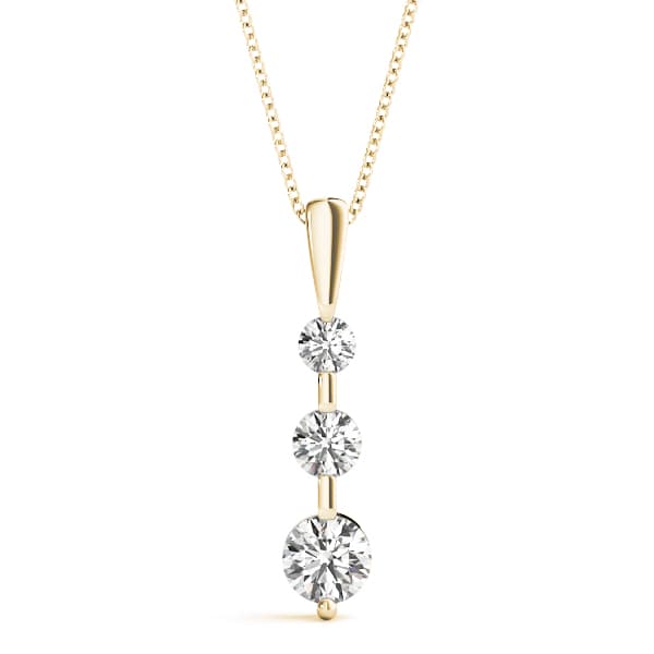 3-Stone Drop Pendant (1/4 ct. tw.), Front view in yellow gold