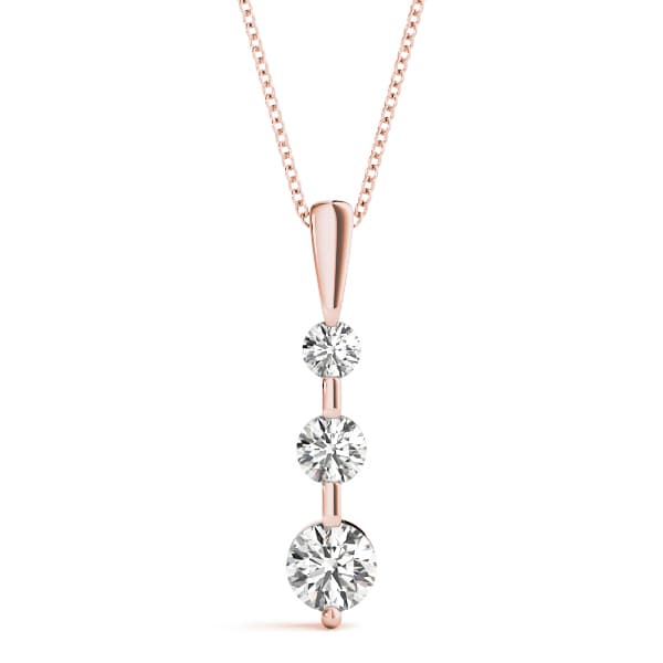 3-Stone Drop Pendant (0.72 ct. tw.), Front view in rose gold