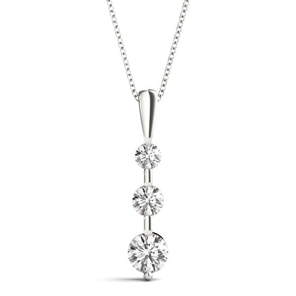 3-Stone Drop Pendant — 1/2 CT — View 1