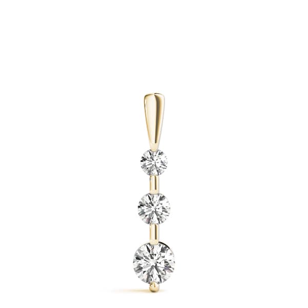 3-Stone Drop Pendant (1/4 ct. tw.), On hand view in yellow gold
