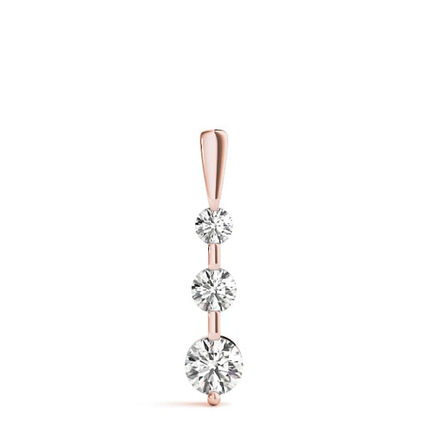 3-Stone Drop Pendant (0.72 ct. tw.), On hand view in rose gold