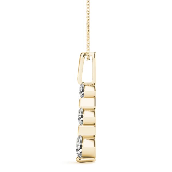 3-Stone Drop Pendant (1/4 ct. tw.), Side view in yellow gold