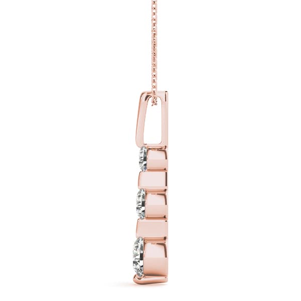 3-Stone Drop Pendant (0.72 ct. tw.), Side view in rose gold