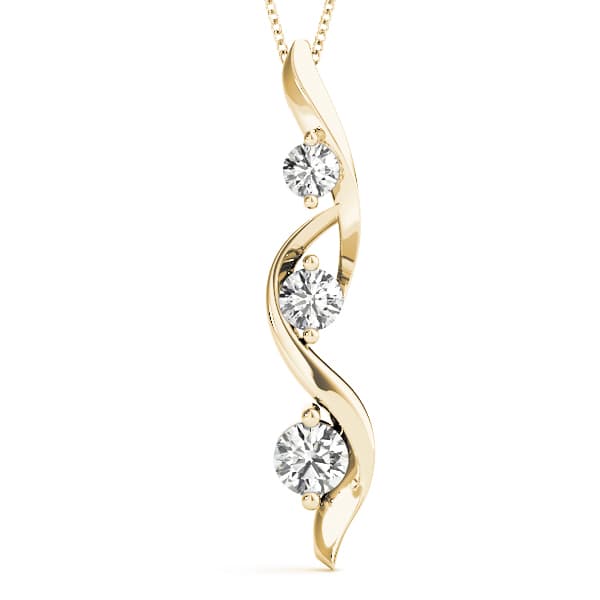 3-Stone Wavy Pendant (1/4 ct. tw.), Front view in yellow gold