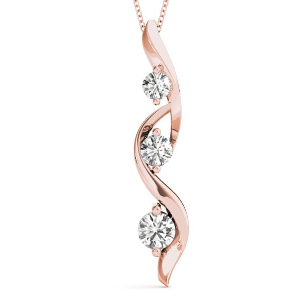 3-Stone Wavy Pendant (1/4 ct. tw.), Front view in rose gold