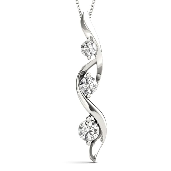 3-Stone Wavy Pendant — 1/2 CT — View 1