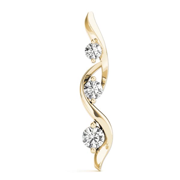 3-Stone Wavy Pendant (1/4 ct. tw.), On hand view in yellow gold