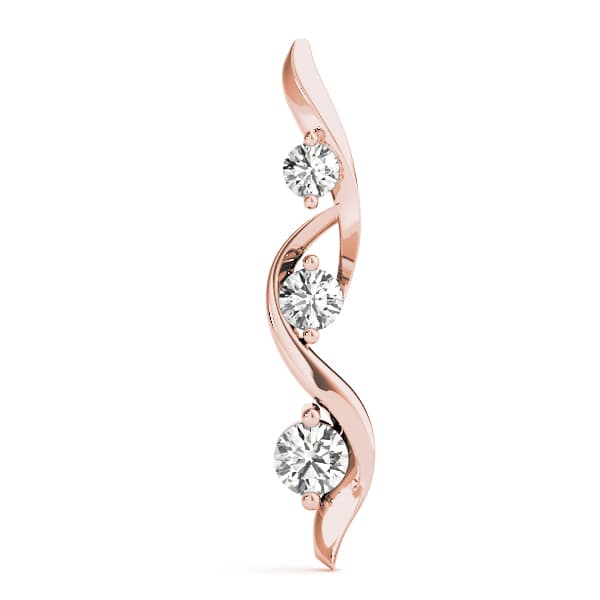 3-Stone Wavy Pendant (1/4 ct. tw.), On hand view in rose gold