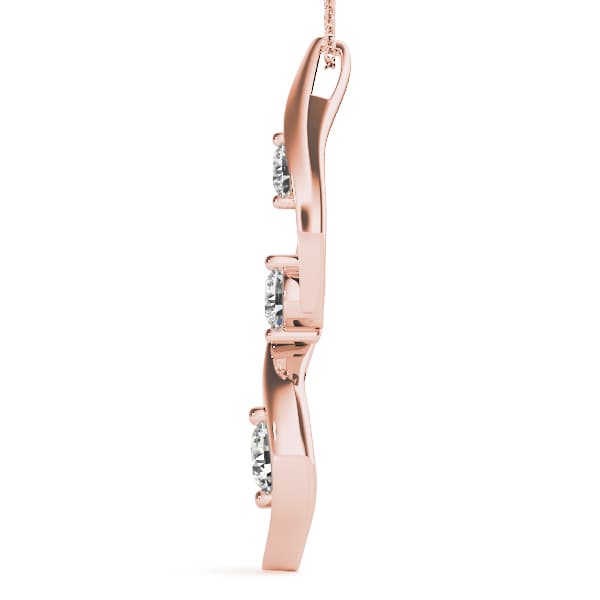 3-Stone Wavy Pendant (1/4 ct. tw.), Side view in rose gold