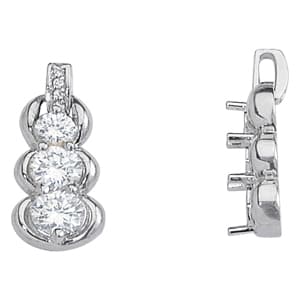 Pendants 3 Stone — White Gold