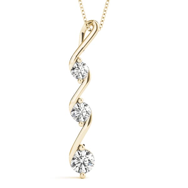 3 Stone Pendant (1/4 ct. tw.), Front view in yellow gold