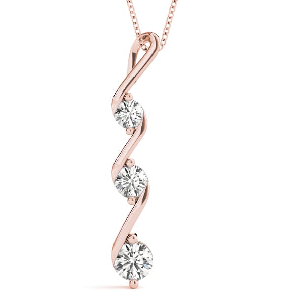 3 Stone Pendant (1/2 ct. tw.), Front view in rose gold