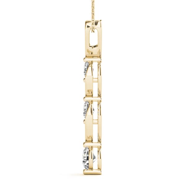 3 Stone Pendant (1/4 ct. tw.), Side view in yellow gold