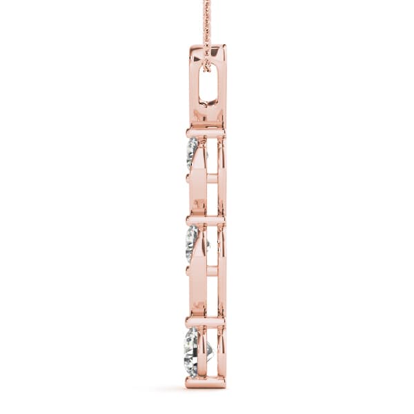 3 Stone Pendant (1/2 ct. tw.), Side view in rose gold