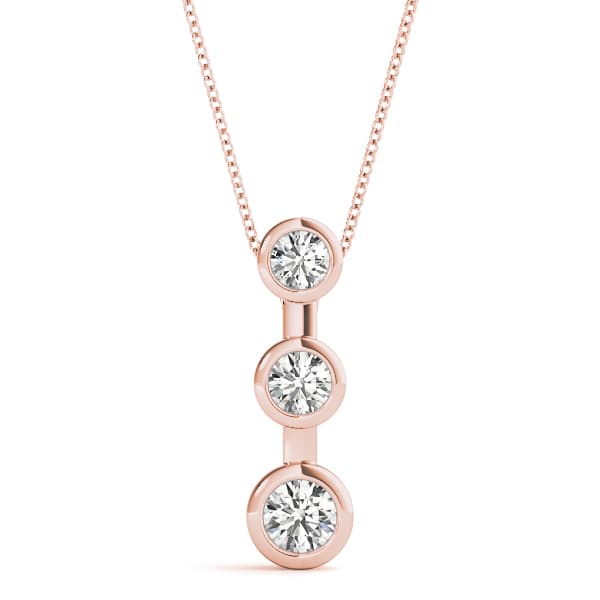 3 Stone Pendant (1/2 ct. tw.), Front view in rose gold