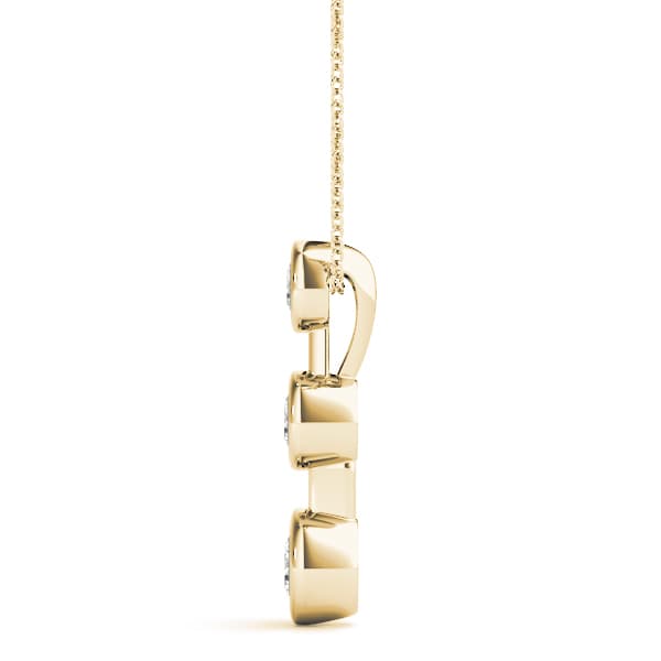 3 Stone Pendant (1/4 ct. tw.), Side view in yellow gold