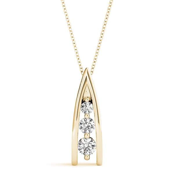 3 Stone Pendant (0.45 ct. tw.), Front view in yellow gold