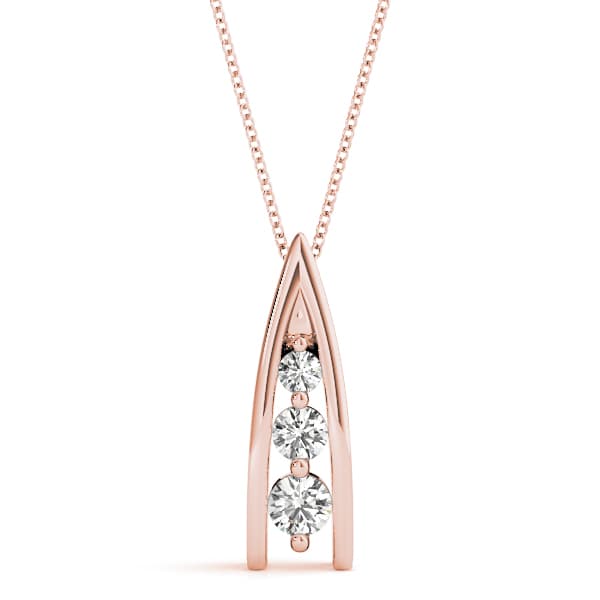 3 Stone Pendant (1/3 ct. tw.), Front view in rose gold