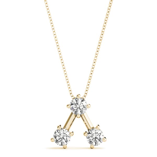 3 Stone Pendant (0.48 ct. tw.), Front view in yellow gold