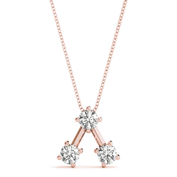 3 Stone Pendant (0.99 ct. tw.), Front view in rose gold