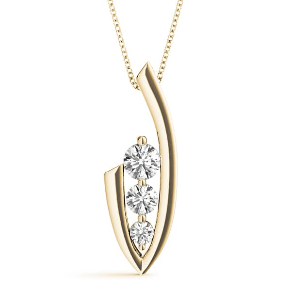 3 Stone Pendant (1/4 ct. tw.), Front view in yellow gold