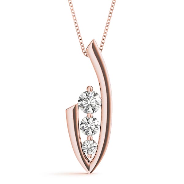 3 Stone Pendant (1/2 ct. tw.), Front view in rose gold